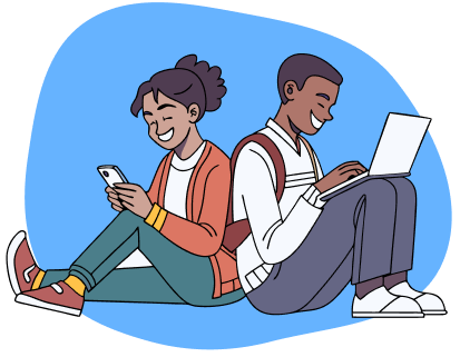 Students using devices